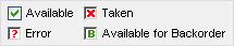 Checkboxes with an 'x' represent taken domains.