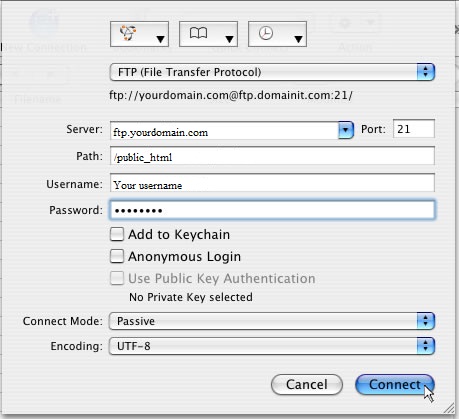 Cyberduck FTP Setup Step 2